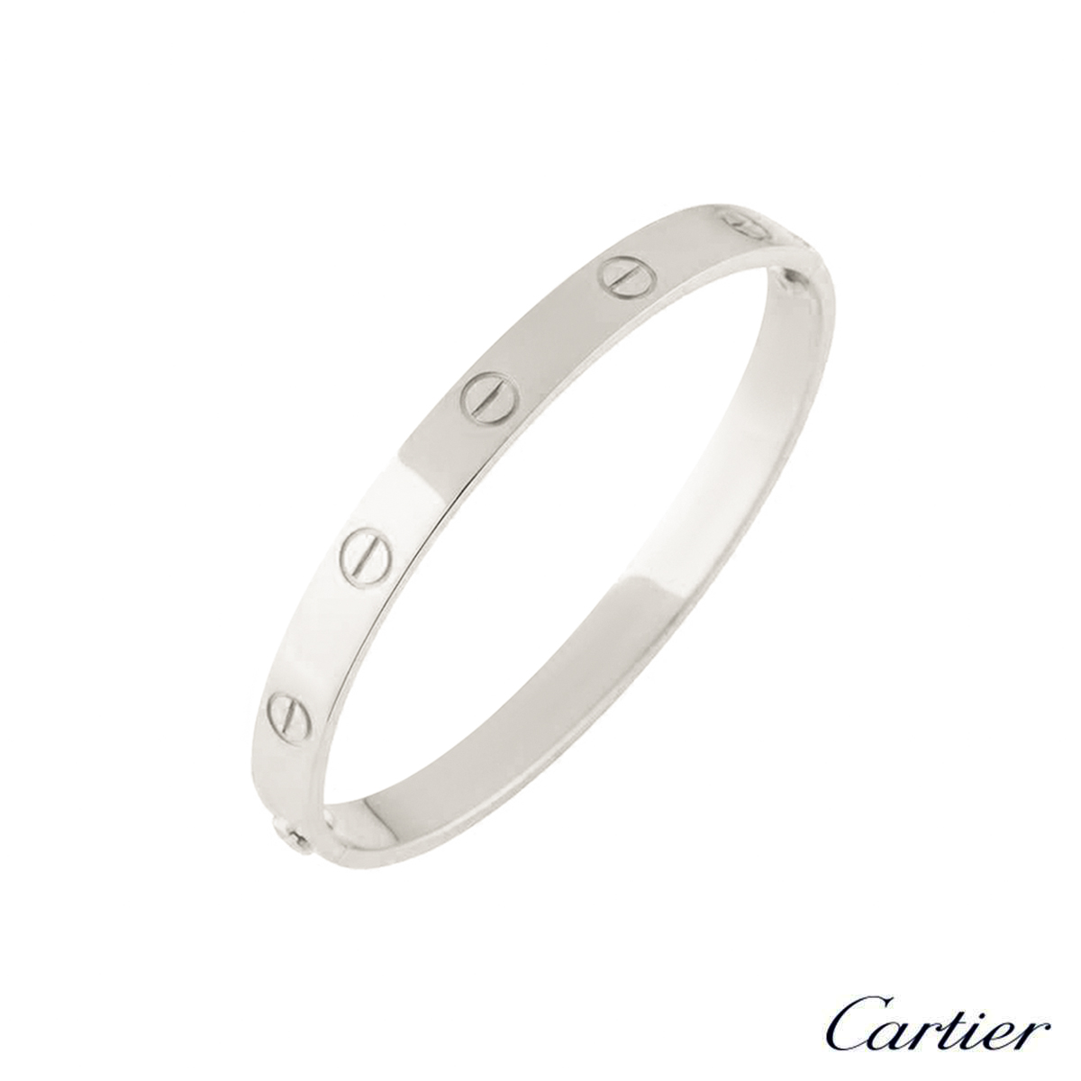 Cartier White Gold Plain Love Bracelet Size 17 B6035417 | Rich Diamonds